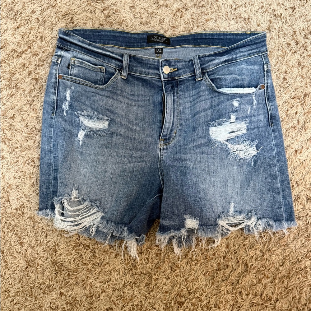 Judy Blue Distressed Blue Jean Shorts